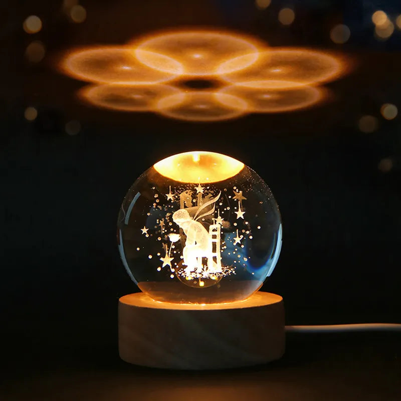 3D Crystal Planet Night Light Laser Engraved
USB LED Night Light Galaxy Crystal Ball Table Lamp 3D Planet Moon Lamp Bedroom Home Decor for Kids Party Children Birthday Gifts